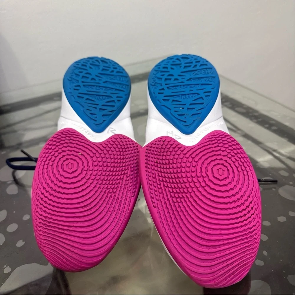 Nike Kids Navy Sneakers with Pink and Yellow Accents